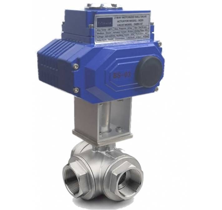 MOTORIZED BALL VALVE FOR HOT WATER, THREADED ENDS, 3 WAY, DIA.50MM